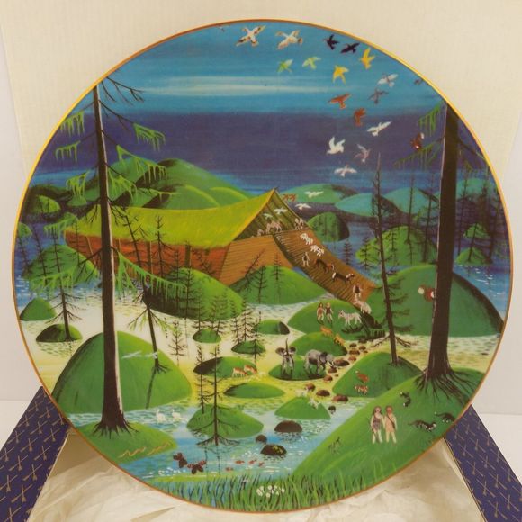 Limoges Porcelain Plate the story of The Noah's Ark AT JOURNEY'S END France - Picture 1 of 3